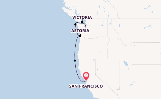 Amerikaanse Westkust vanaf San Francisco, Verenigde Staten met de Seven Seas Splendor