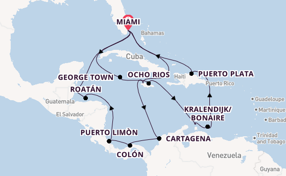 Caribbean from Miami, Florida, USA with the MSC Poesia