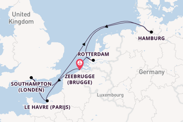 Benelux vanaf Zeebrugge (Brugge), België met de MSC Preziosa