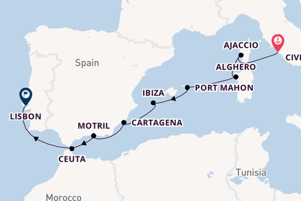 Western Mediterranean from Rome (Civitavecchia), Italy with the Seabourn Quest