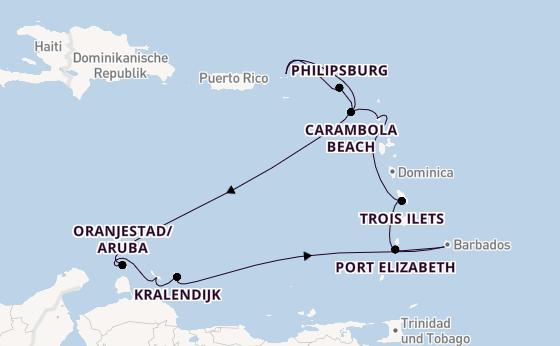 Südliche Karibik ab Bridgetown, Barbados auf der Seabourn Ovation