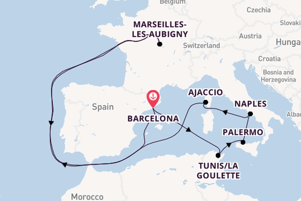 Mediterranean Sea from Barcelona, Spain with the Carnival Sunshine