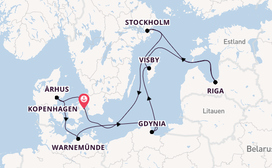 Ostsee ab Kopenhagen, Dänemark auf der MSC Magnifica