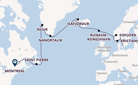 Transatlantik ab Kopenhagen, Dänemark auf der Azamara Journey