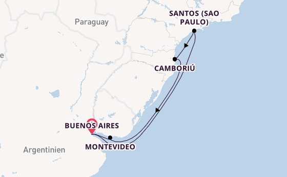 Südamerika ab Buenos Aires, Argentinien auf der MSC Seaview