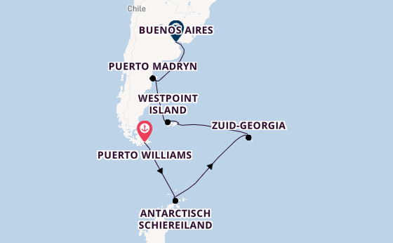 Zuid-Amerika vanaf Puerto Williams, Chili met de Silver Endeavour
