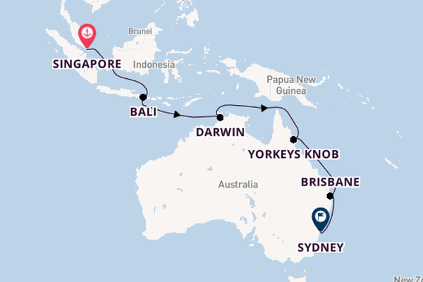 Australia from Singapore, Singapore with the Royal Princess