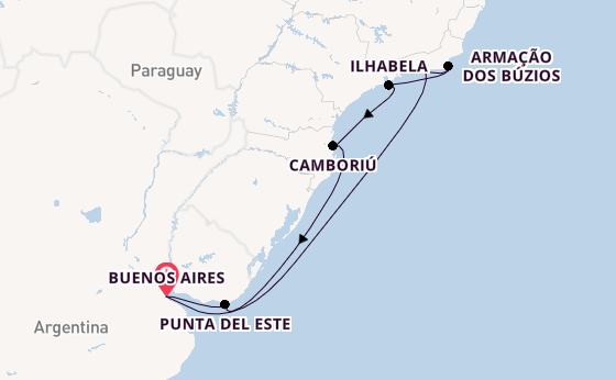 Zuid-Amerika vanaf Buenos Aires, Argentinië met de MSC Splendida
