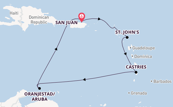 Caribbean from San Juan, Puerto Rico with the Scarlet Lady