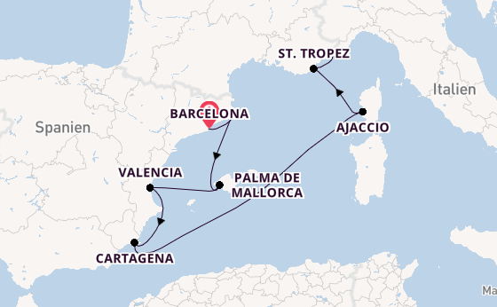 Westliches Mittelmeer ab Barcelona, Spanien auf der Silver Ray