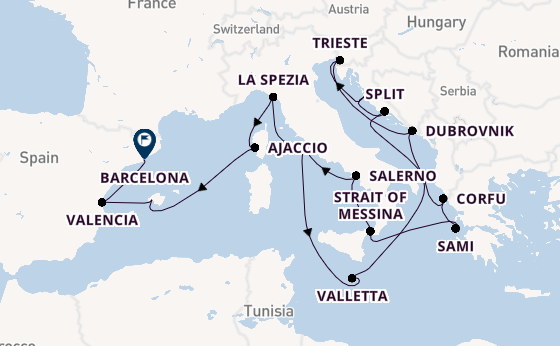 Mediterranean Sea from Rome (Civitavecchia), Italy with the Queen Elizabeth