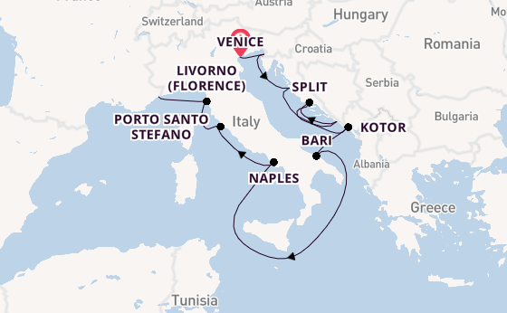 Mediterranean Sea from Venice, Italy with the Silver Dawn