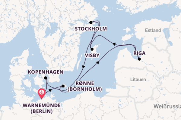 Europa ab Warnemünde (Berlin), Deutschland auf der MSC Magnifica