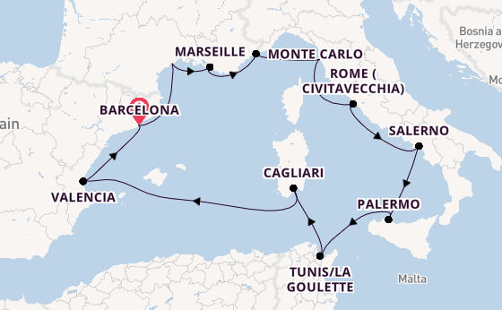 Western Mediterranean from Barcelona, Spain with the Viking Libra