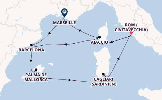 Westliches Mittelmeer ab Civitavecchia (Rom), Italien auf AIDAcosma