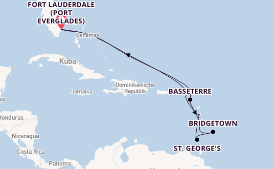 Karibik ab Fort Lauderdale (Port Everglades), USA auf der Celebrity Eclipse