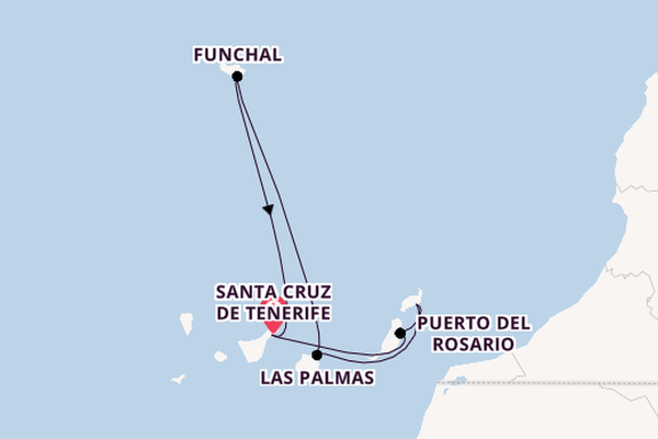 Canarische Eilanden vanaf Santa Cruz de Tenerife, Tenerife, Spanje met de Costa Smeralda