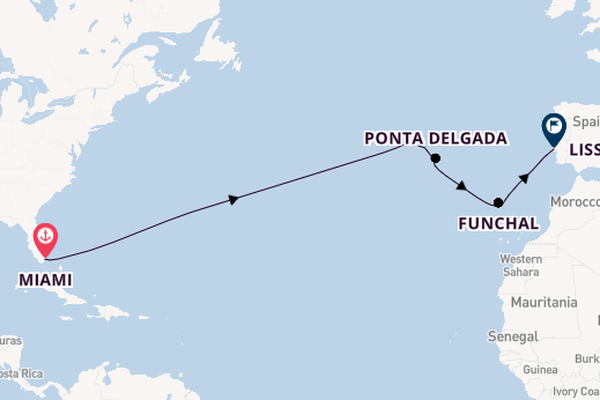 trans-Atlantisch vanaf Miami, Verenigde Staten met de Silver Nova