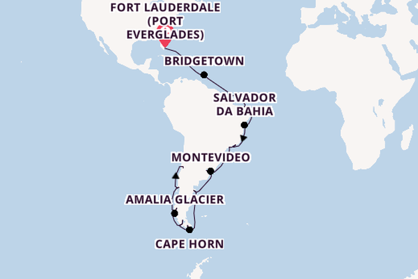 South America from Fort Lauderdale (Port Everglades), Florida, USA with the Queen Anne