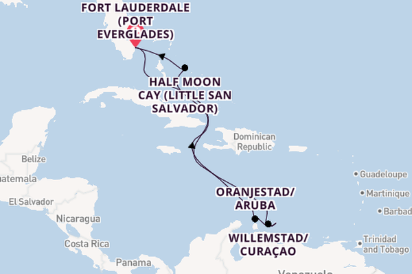 Caribbean from Fort Lauderdale (Port Everglades), Florida, USA with the Rotterdam