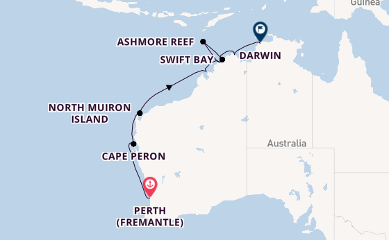 Australia from Perth (Fremantle), Australia with the Silver Cloud
