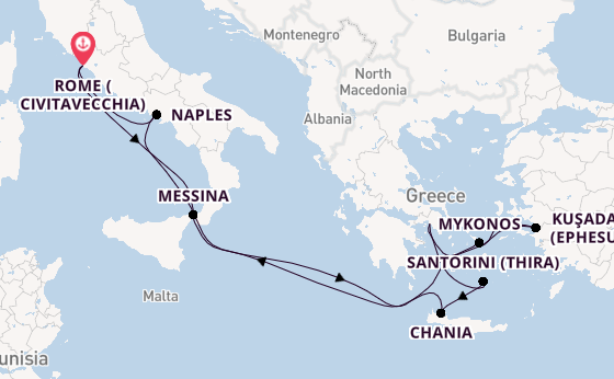 Mediterranean from Rome (Civitavecchia), Italy with the Celebrity Ascent