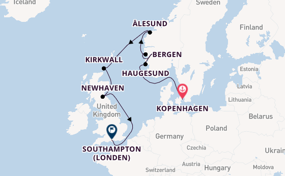 Verenigd Koninkrijk vanaf Kopenhagen, Denemarken met de Seven Seas Voyager