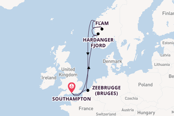 Norway from Southampton, England with the Arvia