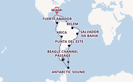 South America from Miami, Florida, USA with the Azamara Journey