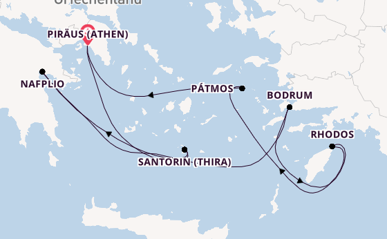 Östliches Mittelmeer ab Piräus (Athen), Griechenland auf der Silver Nova