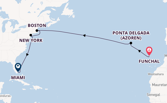 Portugal ab Funchal, Madeira auf der MSC Meraviglia