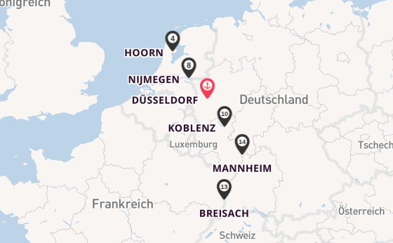 Rhein ab Düsseldorf, Deutschland auf der Lady Diletta