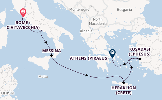 Mediterranean Sea from Rome (Civitavecchia), Italy with the Viking Mira