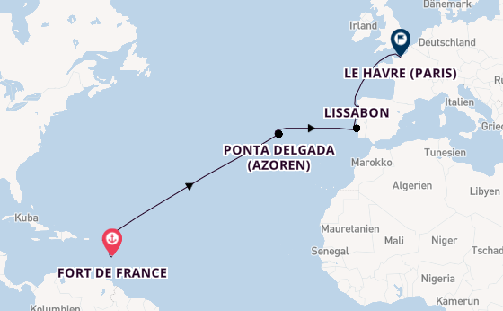 Karibik ab Fort de France, Martinique auf der MSC Meraviglia