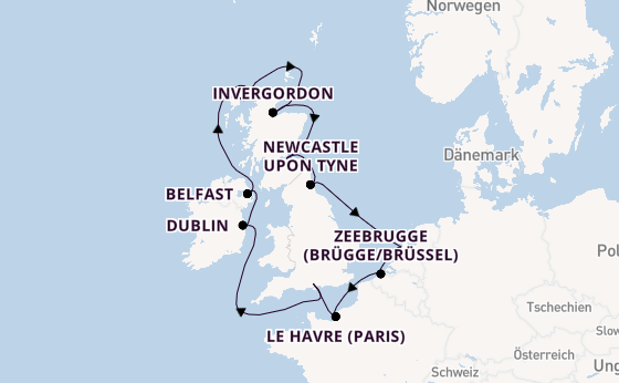 Britische Inseln ab Southampton, Großbritannien auf der Norwegian Sky