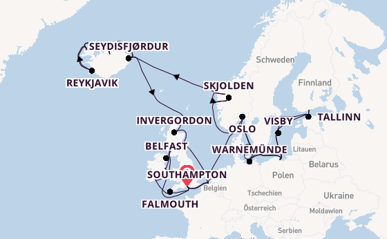 Britische Inseln ab Southampton, Großbritannien auf der Regal Princess
