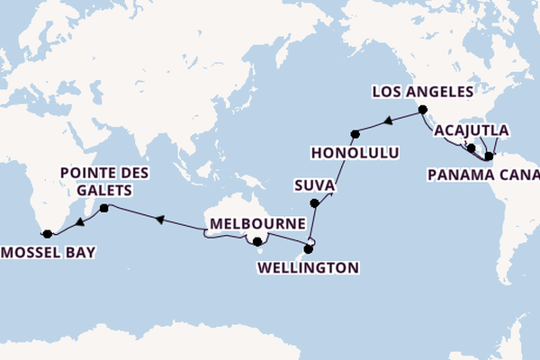 Round-the-World Trip from Fort Lauderdale (Port Everglades), Florida, USA with the Coral Princess