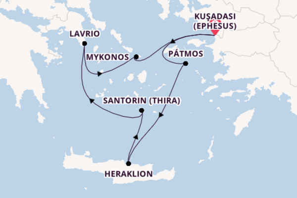 Östliches Mittelmeer ab Kuşadası (Ephesus), Türkei auf der Celestyal Discovery