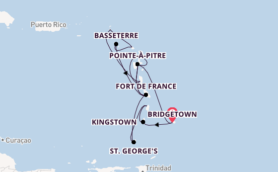 Southern Caribbean from Bridgetown, Barbados with the MSC Meraviglia