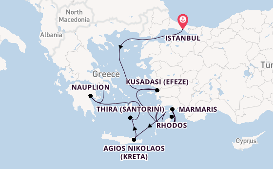 Oostelijke Middellandse Zee vanaf Istanbul, Turkije met de MS EUROPA 2