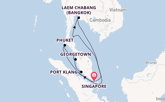 Zuidoost-Azië vanaf Singapore, Singapore met de Diamond Princess