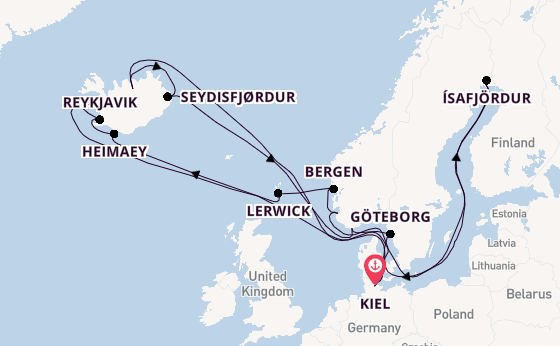 Arctica vanaf Kiel, Duitsland met de VASCO DA GAMA