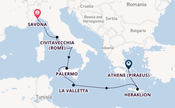 Middellandse Zee vanaf Savona, Italië met de Costa Pacifica