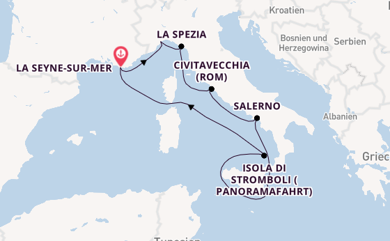 Westliches Mittelmeer ab La Seyne-sur-Mer, France auf der Costa Fascinosa