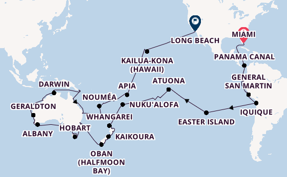 Transpacific from Miami, Florida, USA with the Seabourn Quest