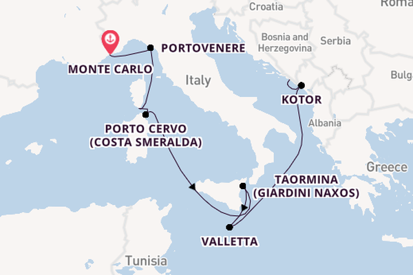 Western Mediterranean from Monte Carlo, Monaco with the Seabourn Quest