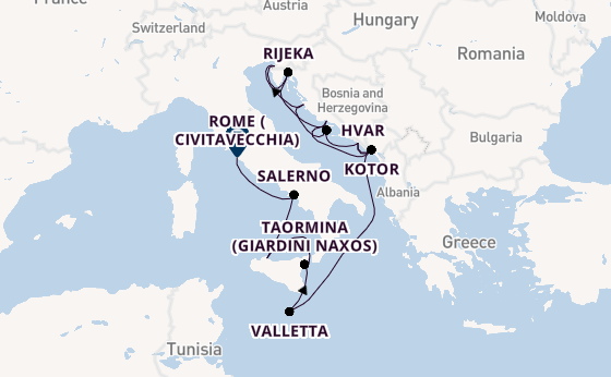 Mediterranean Sea from Dubrovnik, Croatia with the Seabourn Ovation 