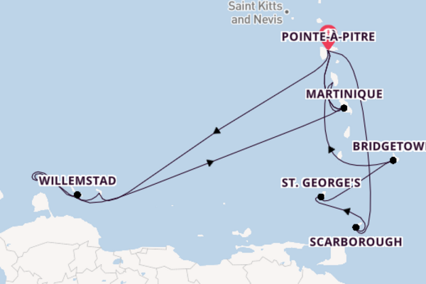 Southern Caribbean From Pointe-à-Pitre with the Costa Fortuna