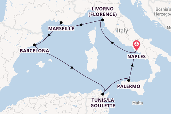 Western Mediterranean from Naples, Italy with the MSC Meraviglia