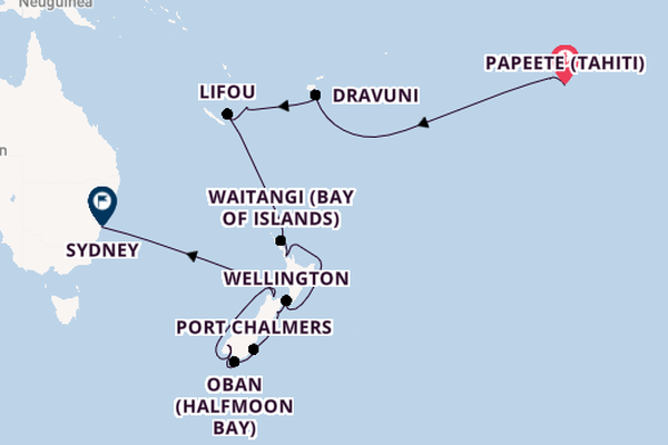 Australien und Neuseeland ab Papeete (Tahiti), Französisch-Polynesien auf der Seabourn Sojourn